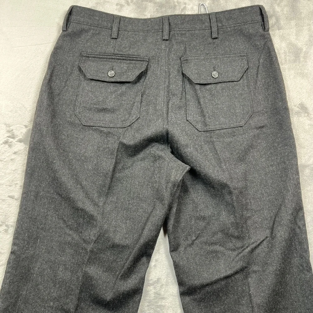 Banana Republic Trousers Men 35x32 Gray Wool Blend Wide Leg Patch Pocket Pants